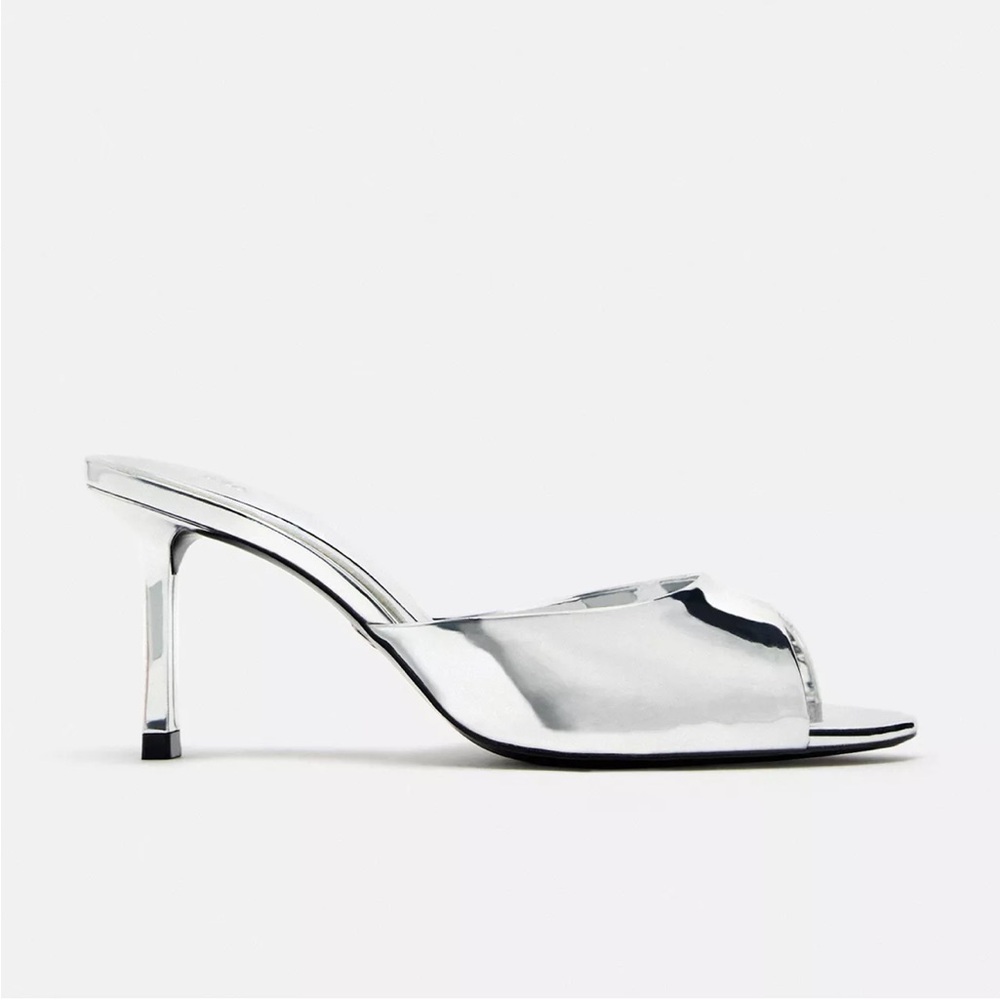 Metallic Kitten Heel Mules